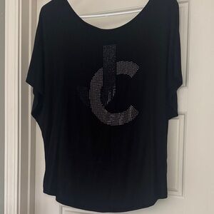 Juicy Couture Black Short Sleeve Tee with Embellished Logo - Size M - NWOT